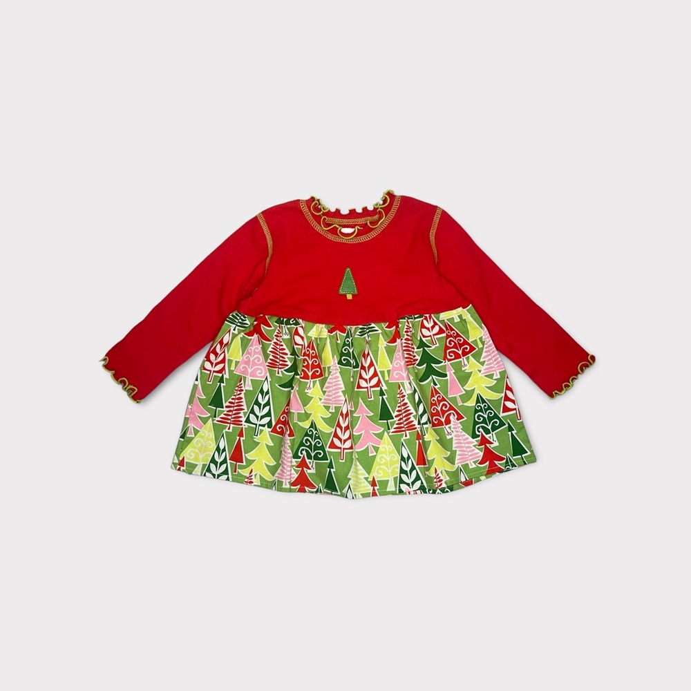 Mis Tee V-Us Holiday Tree Pattern Tunic Red Top